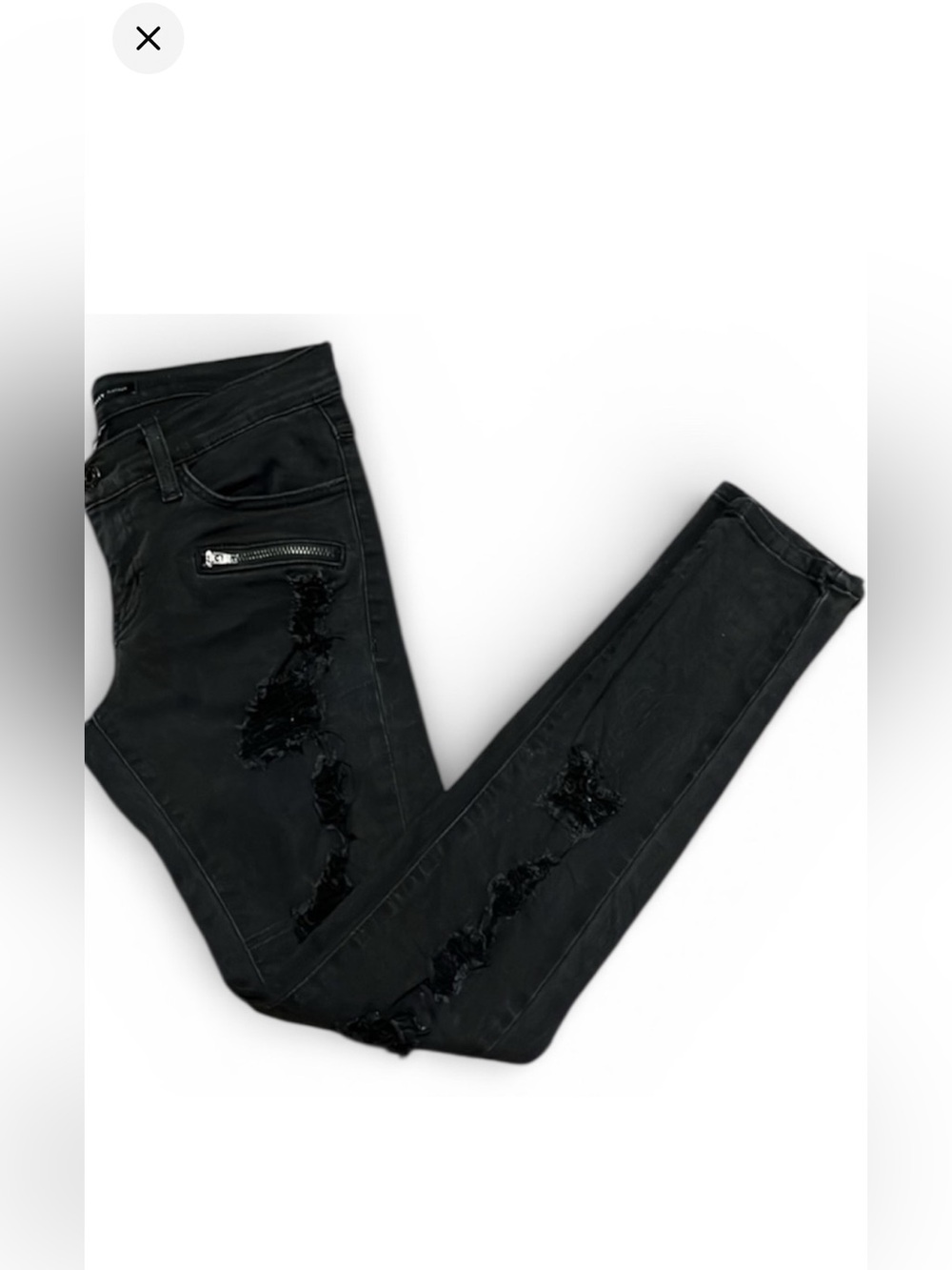 Flying Monkey Platinum Black Distressed Skinny Jeans Size 24 Moto Zippers